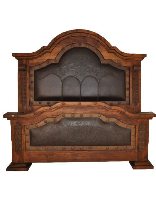 Ranch Bed With Tooled Leather
