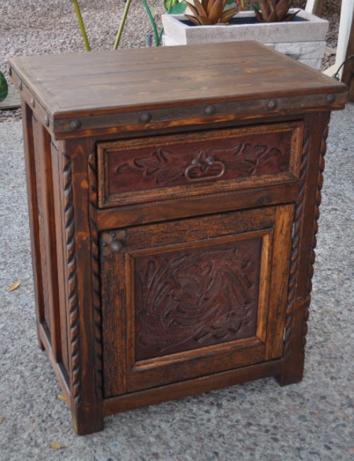 Tooled Leather Nightstand