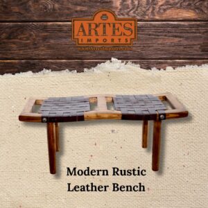 leather bench modern rustic bench minimalistic bench