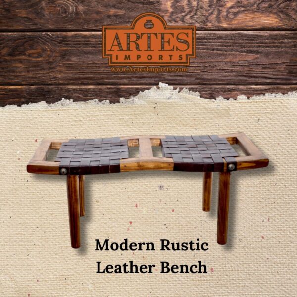 leather bench modern rustic bench minimalistic bench