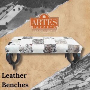 leather bench rustic bench hair on hide bench southwest bench mexican bench