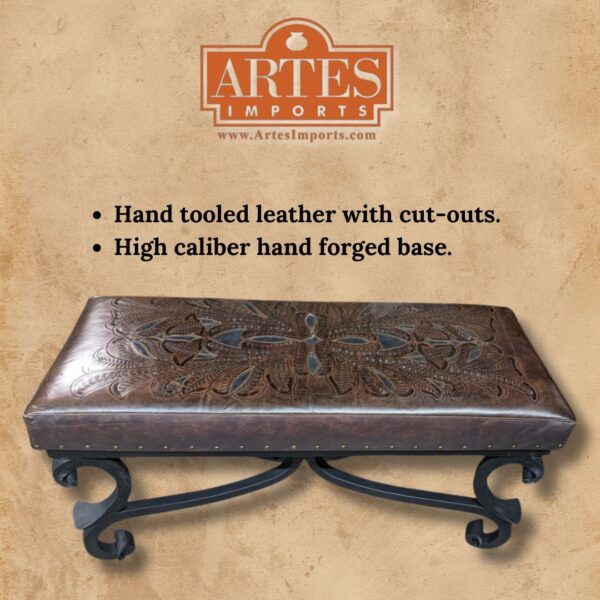 leather bench rustic bench hair on hide bench southwest bench mexican bench