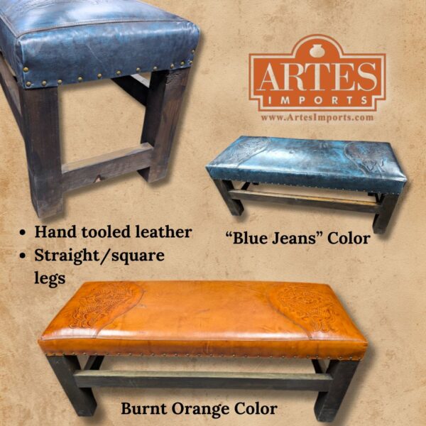 leather bench rustic bench hair on hide bench southwest bench mexican bench